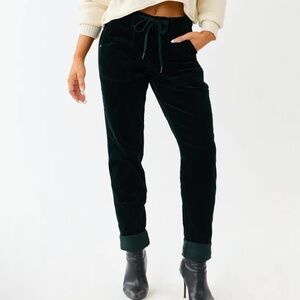 Judy‎ Blue Corduroy Joggers Drawstring Waist Pockets Dark Green Size 7/28